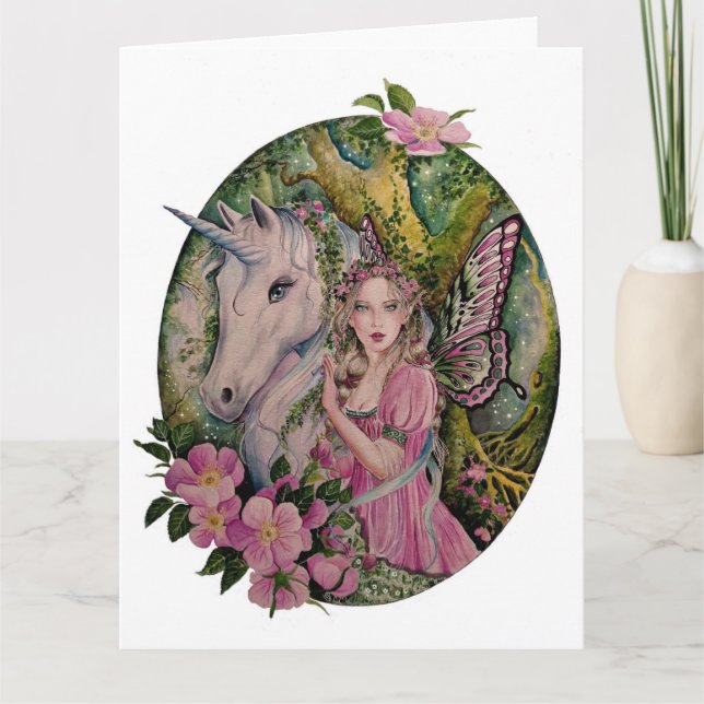 Carte de voeux Fairy and Unicorn (Devant)