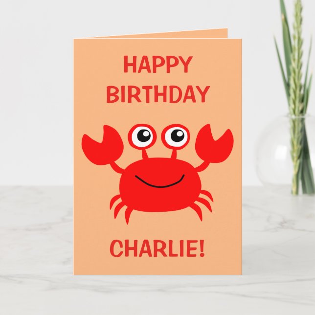 Carte de voeux faite sur commande de crabe heureux (Devant)