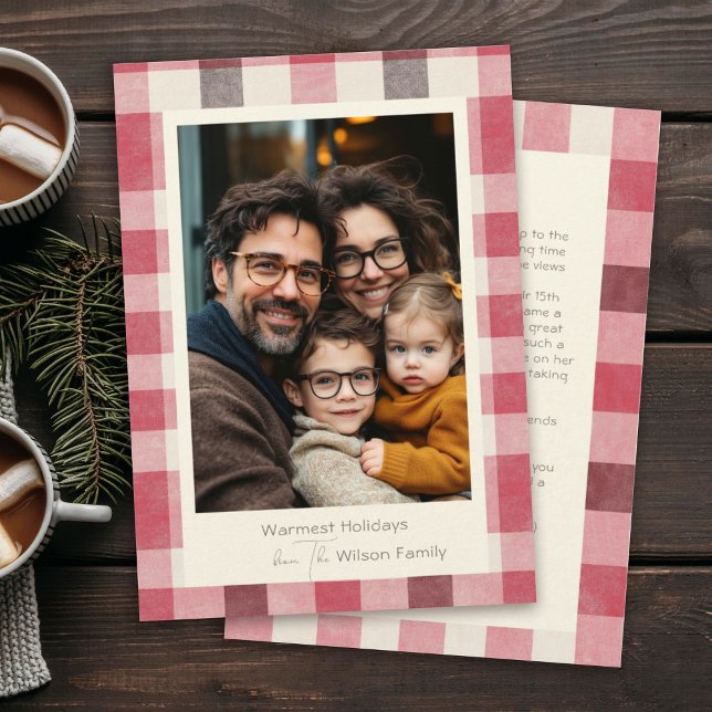 Carte de vœux familiale à carreaux vifs et chaleur (Créateur téléchargé)