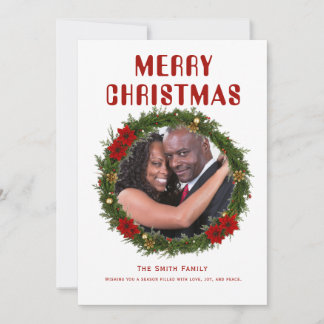 Carte de vœux familiale de Noël classique avec cou