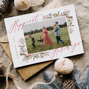 Carte de vœux familiale de Noël Fun Holly