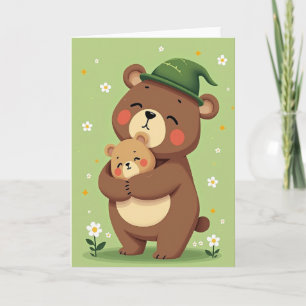 Carte de vœux famille mignonne câlins d'ours
