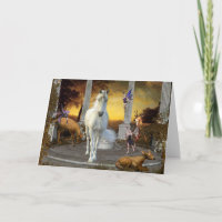 Carte de vœux fantaisie de licorne de fée magique