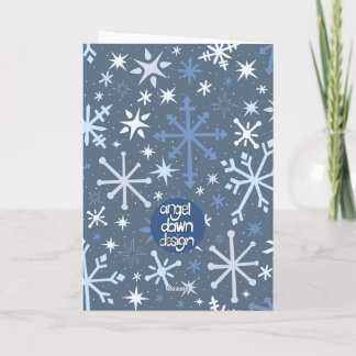 Carte de vœux fantaisiste flocon de neige en bleus