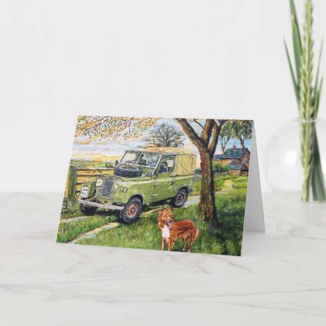 Carte De Voeux "FARM" Avec Scène Land Rover. (Devant)