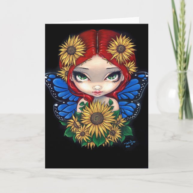 Carte de voeux "Fée de tournesol" (Devant)