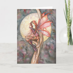 Carte de voeux Fée rouge d'automne par Molly Harri