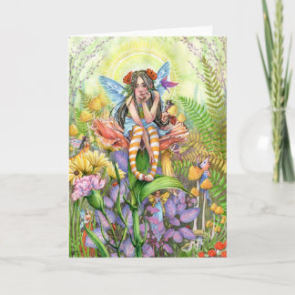 Carte de voeux féerique de fleur
