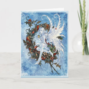 Carte de voeux féerique de Noël de neige