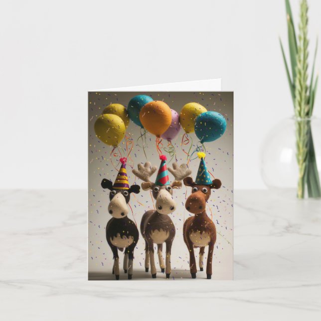 Carte de voeux Felted Moose Party (Devant)