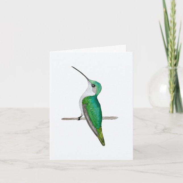 Carte de voeux féminine de colibri à gorge rubis (Devant)