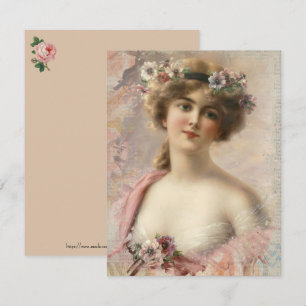 Carte de voeux féminine vintage de mode victorienn