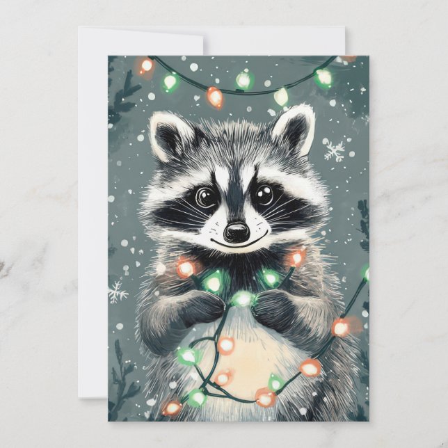 Carte de voeux Festive Christmas Racoon (Devant)