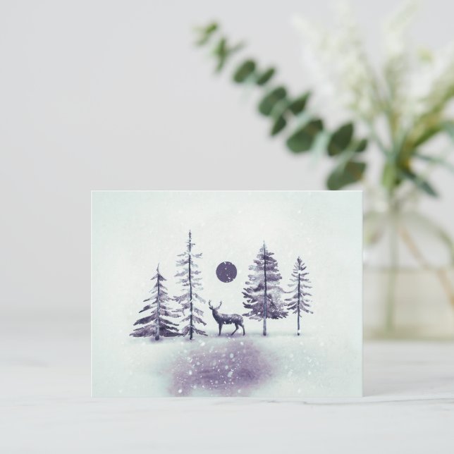 Carte de vœux festive d'art de Noël de renne minim (Debout devant)