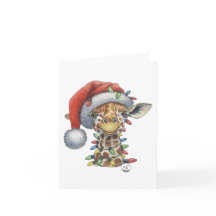 Carte de vœux festive de la girafe