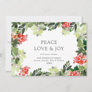 Carte de vœux festive de Noël avec houx et baies