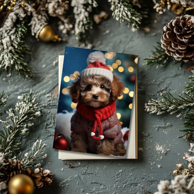 Carte de vœux festive de Noël avec un ami à fourru (Créateur téléchargé)