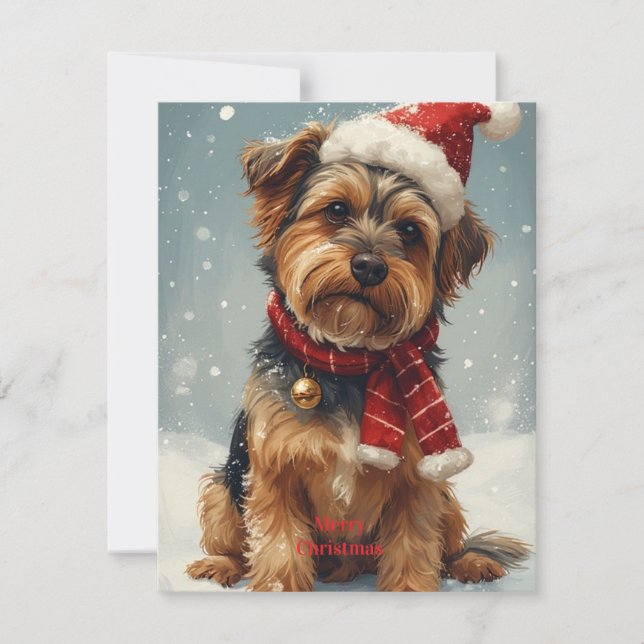 Carte de vœux festive de vacances de chien (Devant)