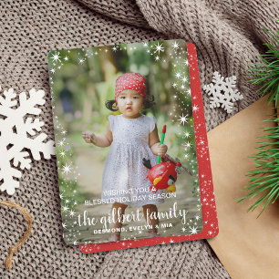 Carte de vœux festive étoile bordure Noël Fêtes