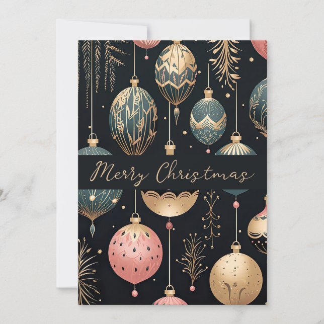 Carte de voeux Festive Noël Baubles (Devant)