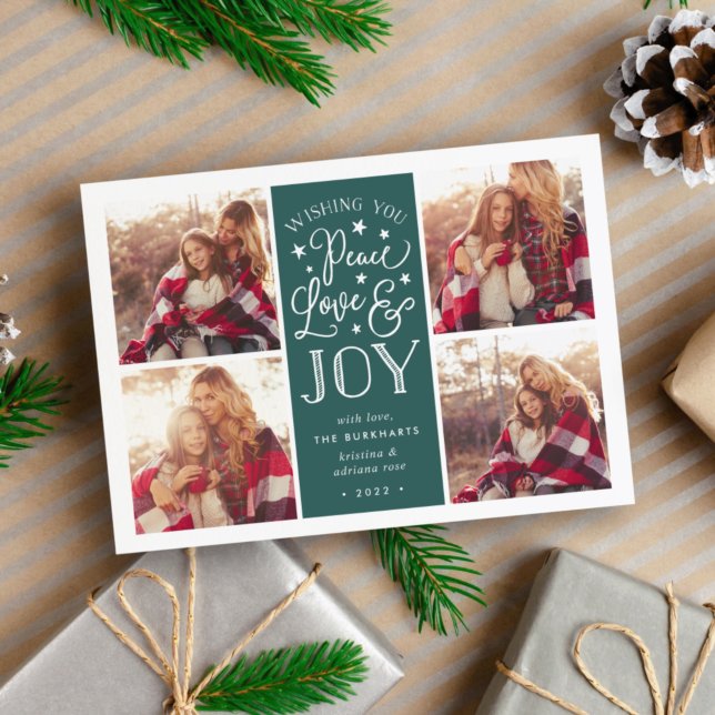 Carte de vœux festive | Paix, Amour & Joie (Créateur téléchargé)