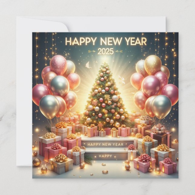 Carte de vœux festive pour le Nouvel An 2025 (Devant)