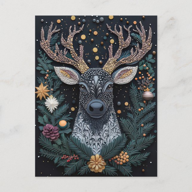 Carte de voeux Festive Reindeer de Noël (Devant)