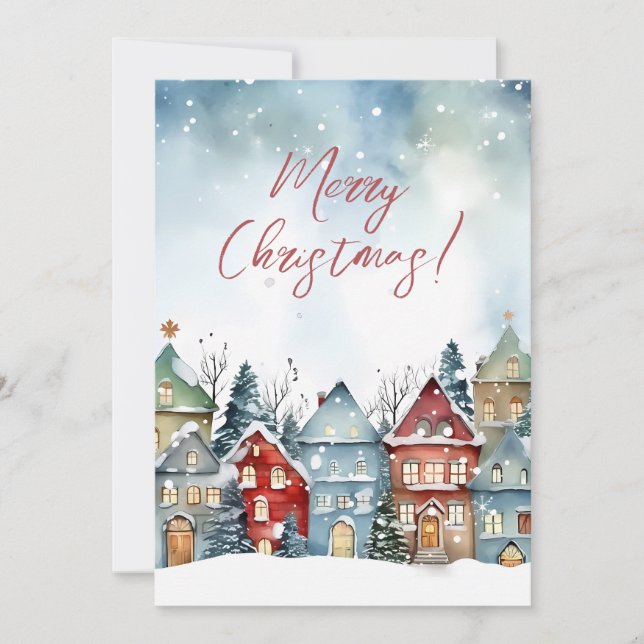 Carte de voeux Festive Watercolor Noël (Devant)