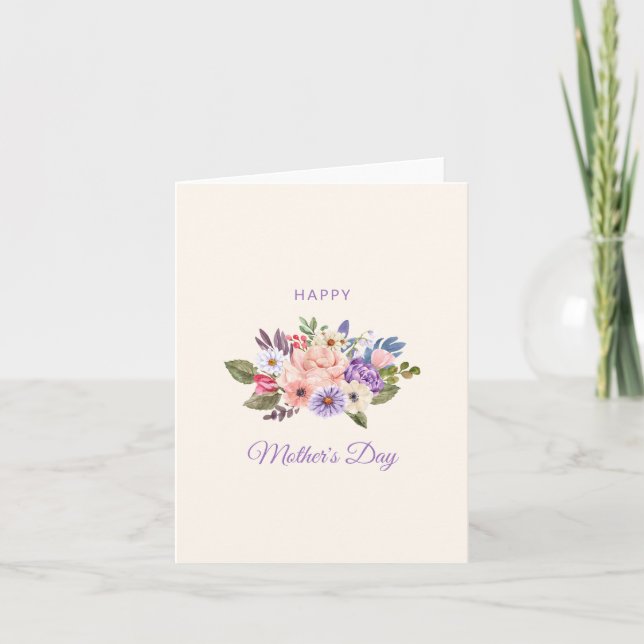Carte de voeux Fête des Mères en aquarelle florale (Devant)