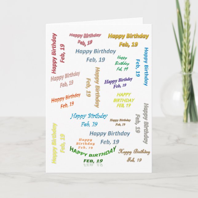 Carte de voeux Février, 19 Anniversaire (Devant)