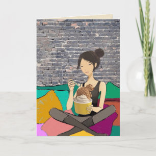Carte de vœux Fille de glace crémeuse cozy