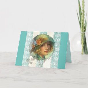 Carte de voeux fille des années 1920