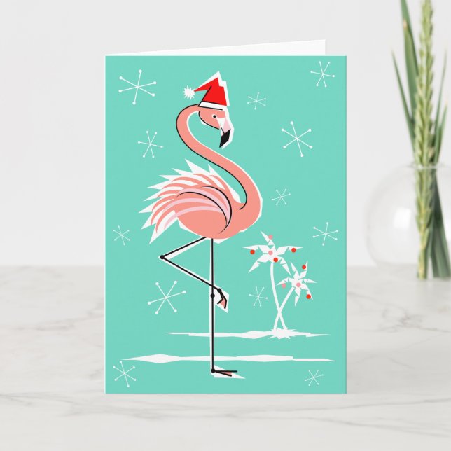 Carte de voeux Flamant rose Noël (Devant)
