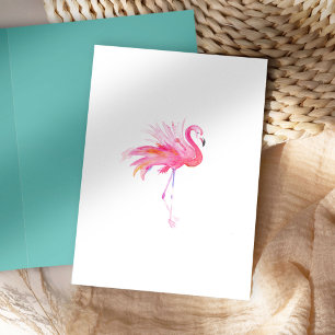 Carte de voeux Flamant rose rose Aquarelle