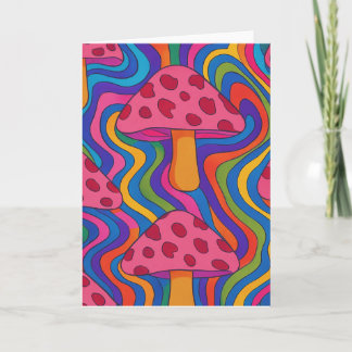 Carte de voeux flanquée de champignons psychédéliq