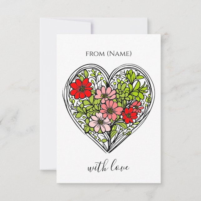 carte de vœux fleur avec amour (Devant)