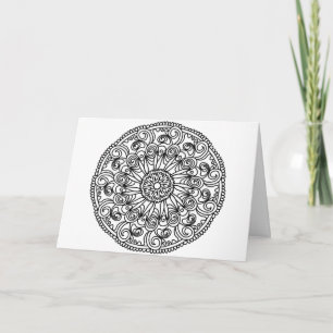 carte de vœux fleurs tourbillonnantes à colorier