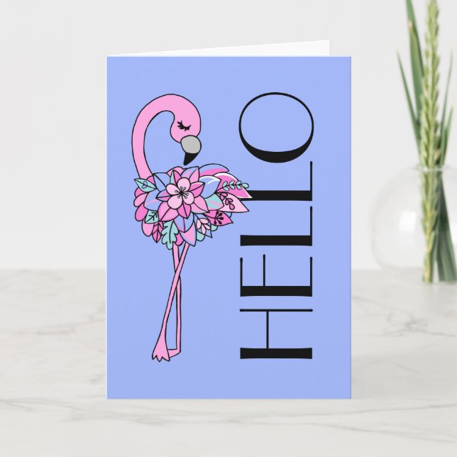 Carte de voeux Floral Flamant rose Rose (Vierge à  (Devant)