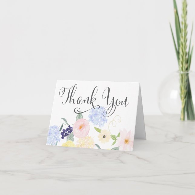 Carte de voeux florale de Merci d'aquarelle de (Devant)