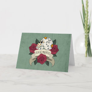 Carte de voeux florale de Skull Dia de Muertos de