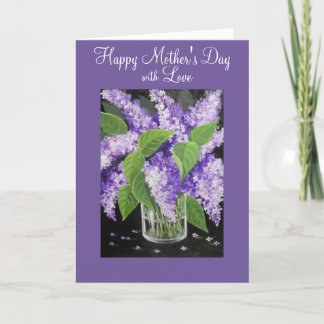 Carte de voeux florale lilas du jour de mère
