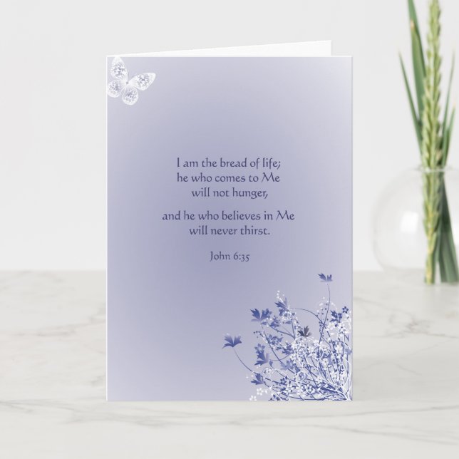 Carte de voeux florale "Pain de vie" côté bleu (Devant)