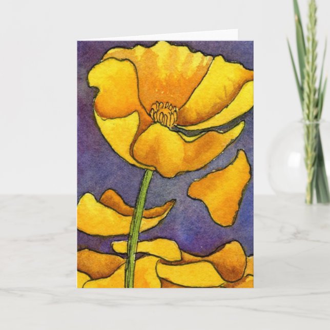 Carte de voeux florale "Pavot jaune #1" (Devant)