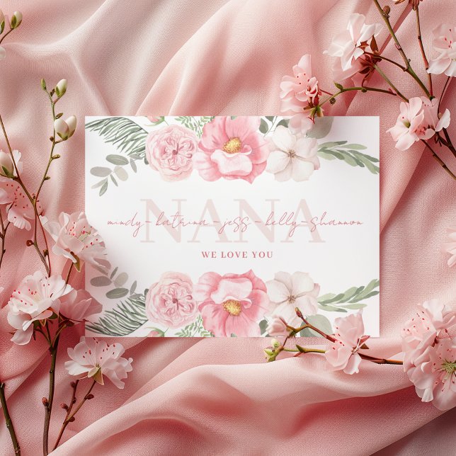 Carte de voeux florale personnalisée Nana (Celebrate Nana with this personalized watercolor floral greeting card! )