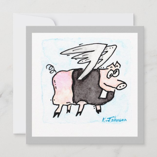 Carte de voeux "Flying Pastor Pig" (Devant)