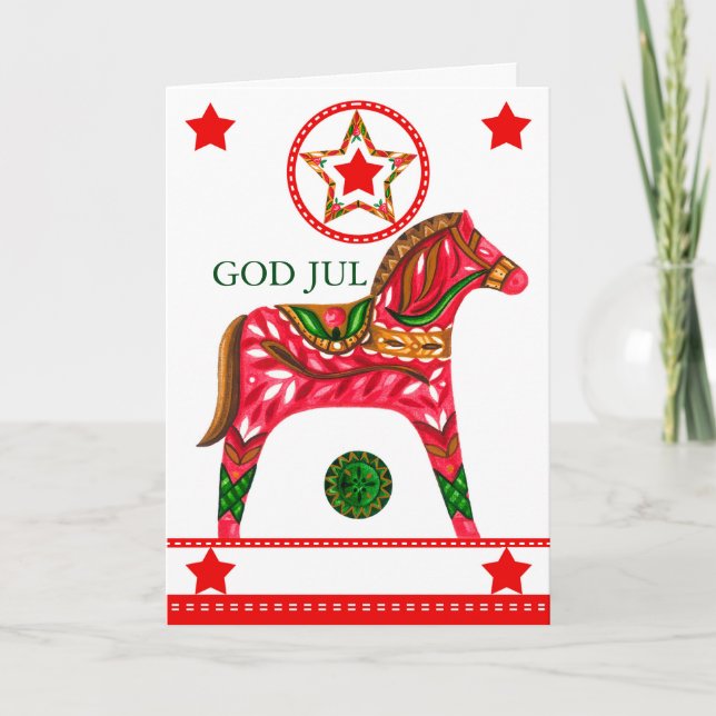 Carte de voeux folklorique de Noël scandinave (Devant)