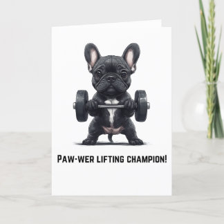 Carte de voeux Frenchie Paw-wer Lifter