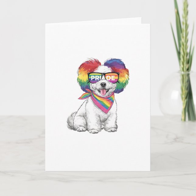 Carte de voeux Gay pride LGBTQ+ - Rainbow Pup (Devant)