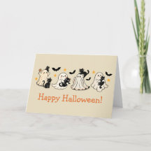 Carte de voeux Ghost & Chat Halloween