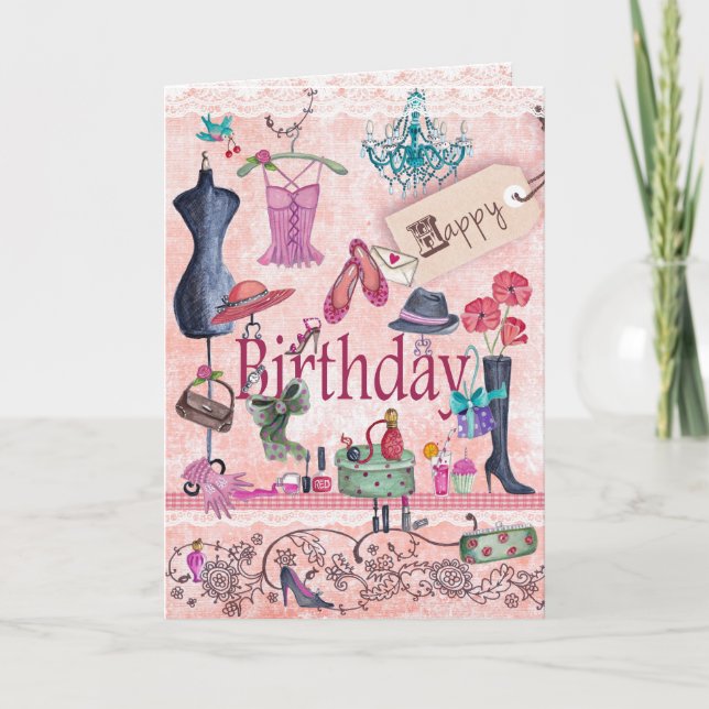 Carte de voeux Girly de la substance | de joyeux (Devant)